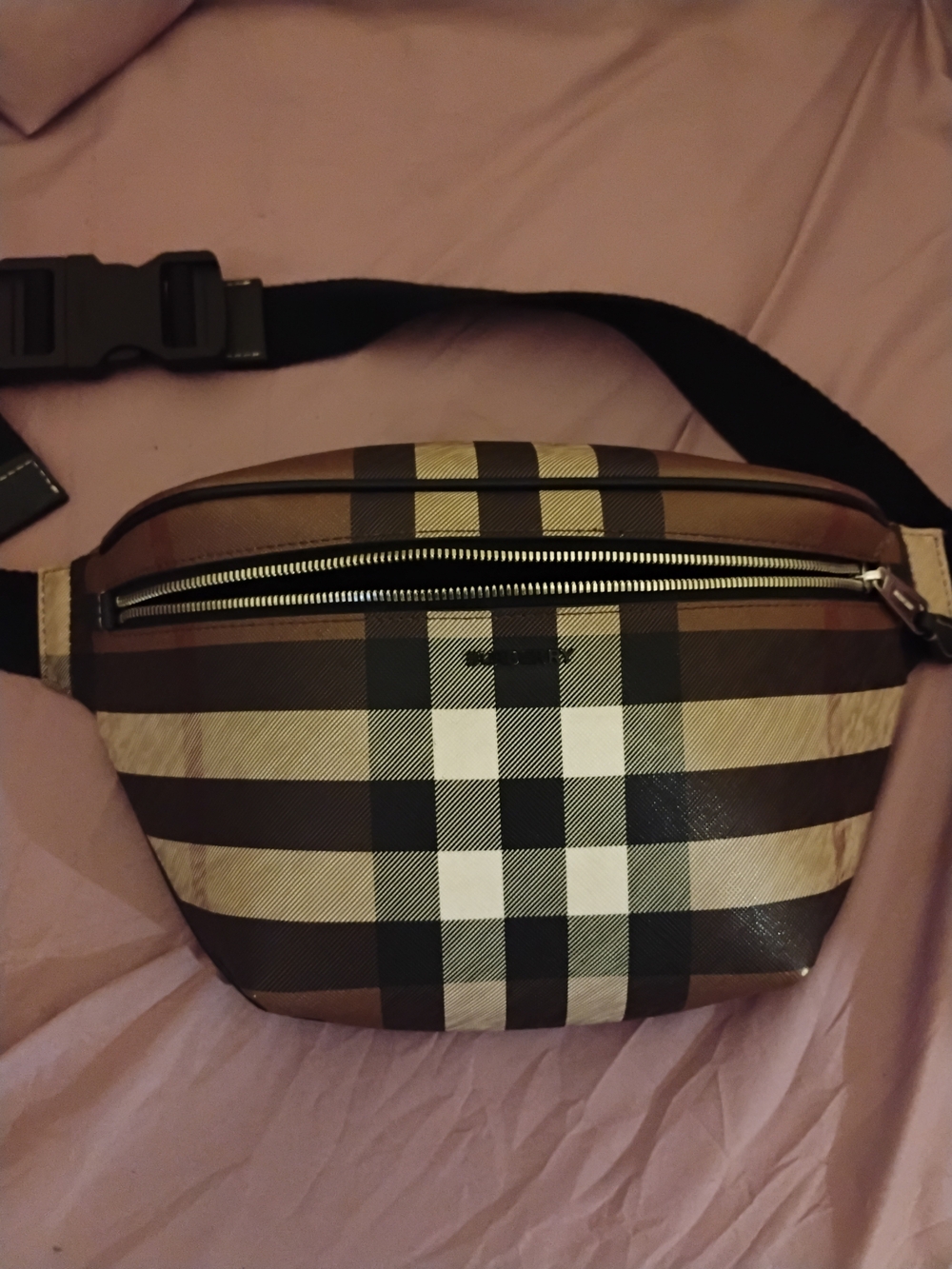 Designer-Style Tan Plaid Men's Crossbody Belt Bag